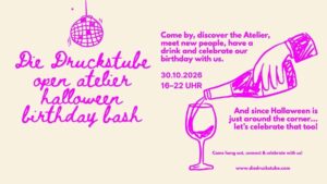 open atelier halloween birthday bash poster
